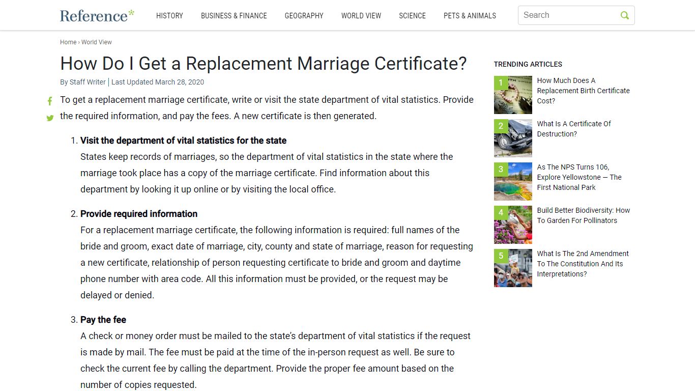 How Do I Get a Replacement Marriage Certificate? - Reference.com