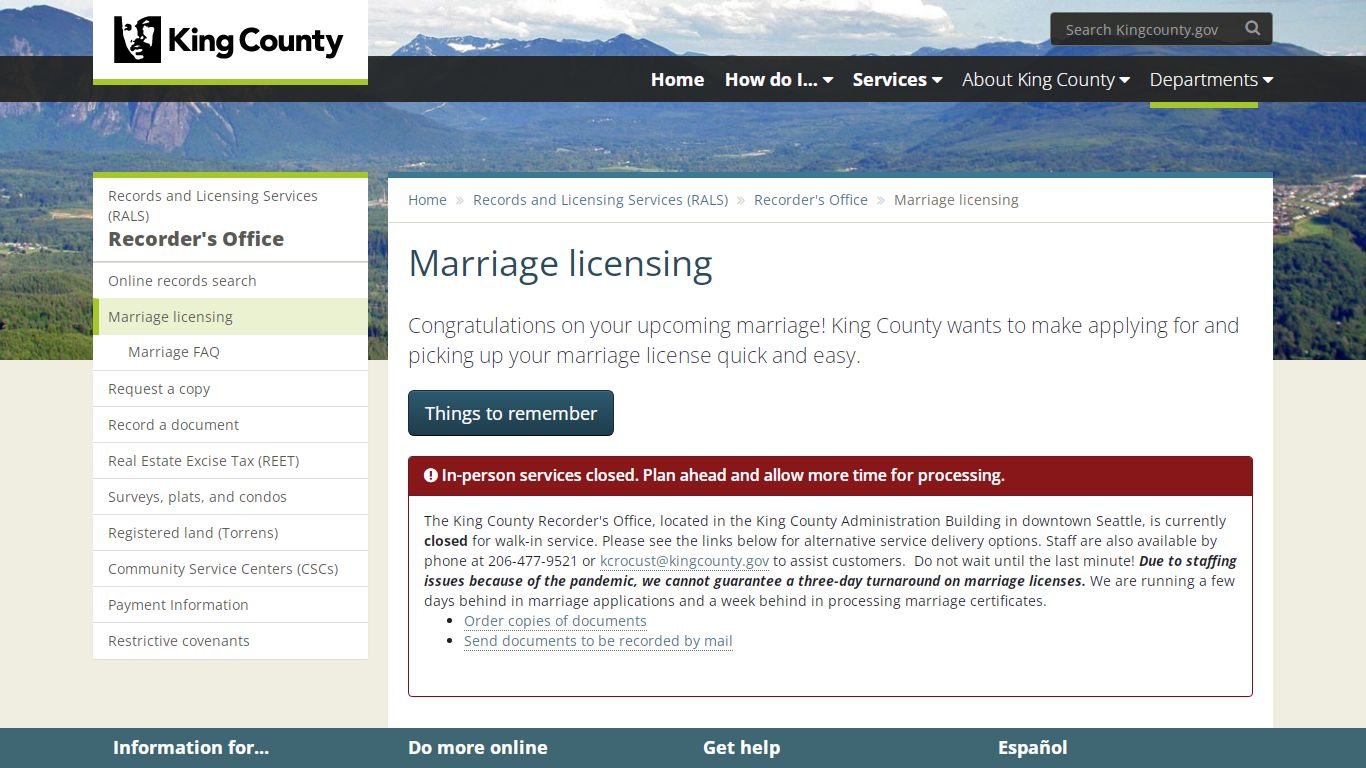 Marriage licensing - King County